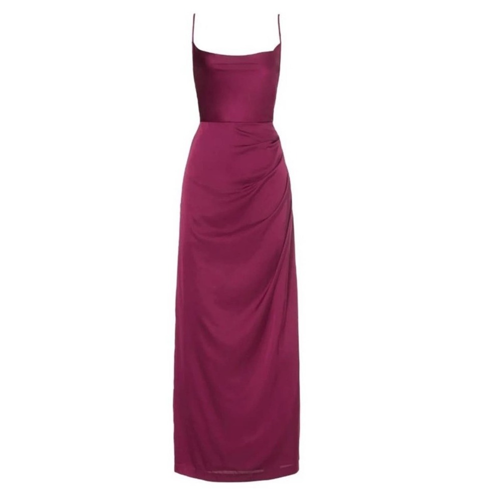 Anthropologie Hutch Silky Carver Maxi Gown In Eggplant Wine - Picture 5 of 11